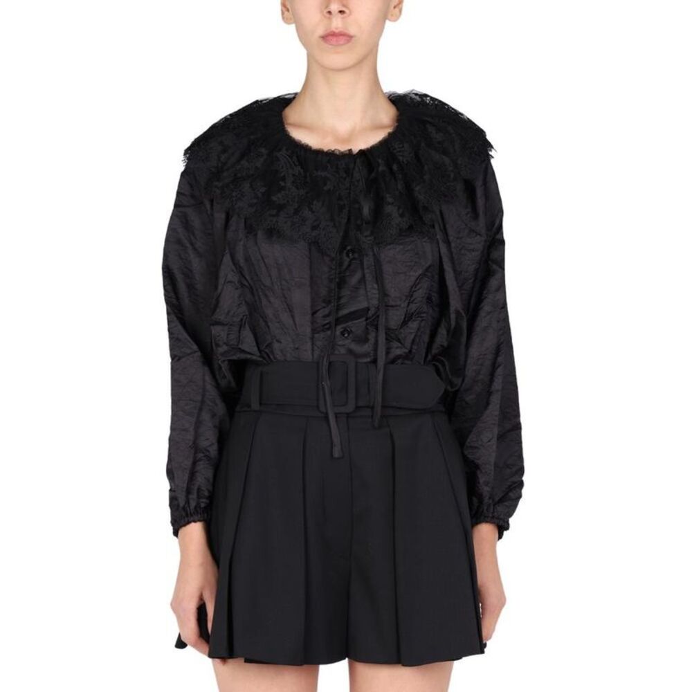 PATOU Embroidered Lace Collar Blouse Women BLACK Shirts